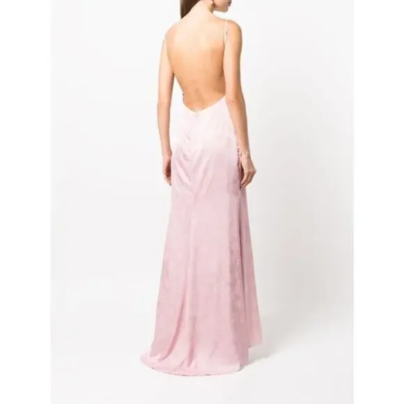 Reformation Satin Allium Maxi Dress Scoop Neck Open Back In Pink Size 10 NWT